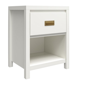 Little Seeds Haven 1DRW Nightstand White and Gold White Nursery Furniture | Bed Sava