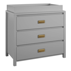 Little Seeds Haven 3DRW Dresser Grey and Gold with Topper Changing Table | Bed Sava