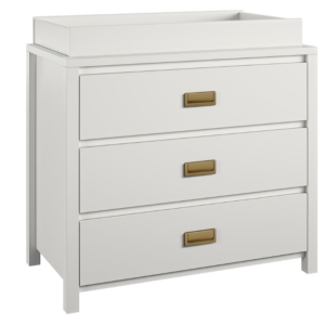 Little Seeds Haven 3DRW Dresser White and Gold with Topper Changing Table | Bed Sava