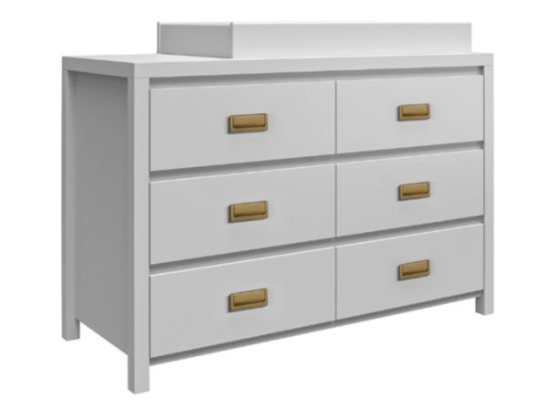 Little Seeds Haven 6DRW Dresser Grey and Gold with Topper Grey Changing Table | Bed Sava