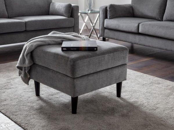 Julian Bowen Hayward Ottoman Grey Chenille Blanket Box | Bed Sava