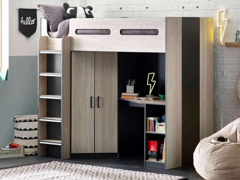 Julian Bowen Hercules High Sleeper Oak Bunk Bed | Bed Sava