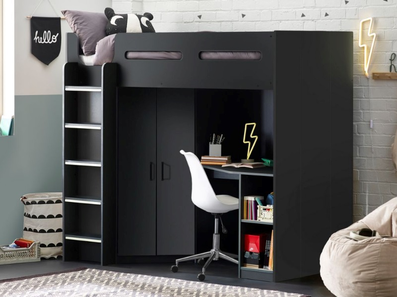 Julian Bowen Hercules High Sleeper Anthracite Bunk Bed | Bed Sava