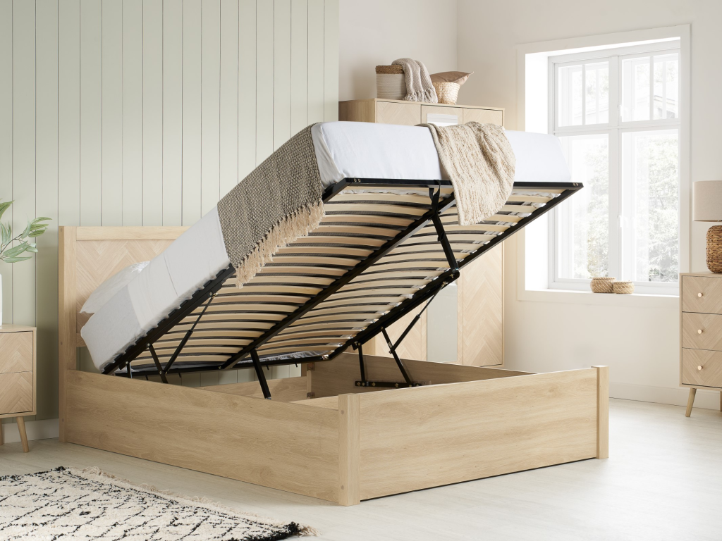 Birlea Herringford Ottoman Double Herringford Oak Ottoman Bed