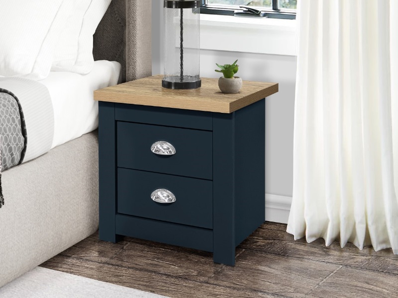 Birlea Highgate 2 Drawer  Highgate Blue Bedside Chest