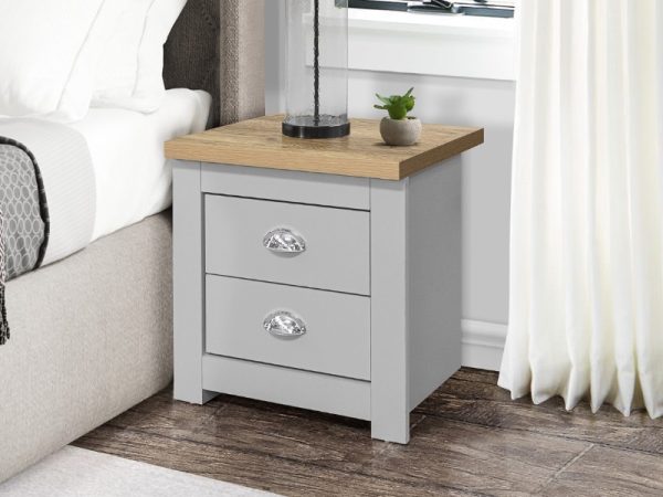 Birlea Highgate 2 Drawer Highgate Grey Bedside Chest | Bed Sava
