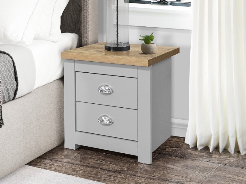 Birlea Highgate 2 Drawer  Highgate Grey Bedside Chest