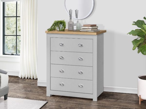 Birlea Highgate 4 Drawer Chest Highgate Grey Drawer Chest | Bed Sava