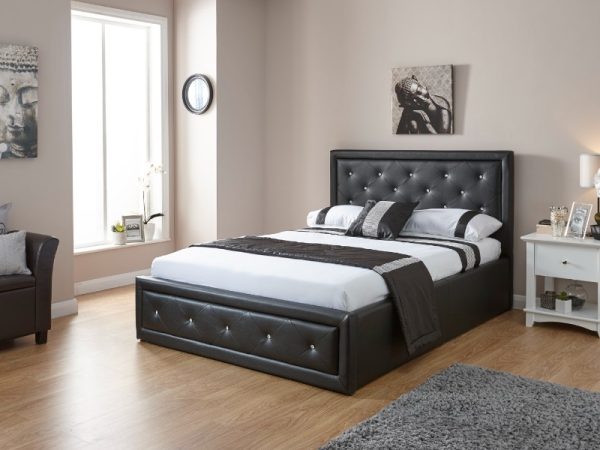 GFW Hollywood Black Ottoman King Size Ottoman Bed | Bed Sava