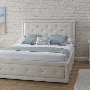 GFW Hollywood White Ottoman Double Ottoman Bed | Bed Sava
