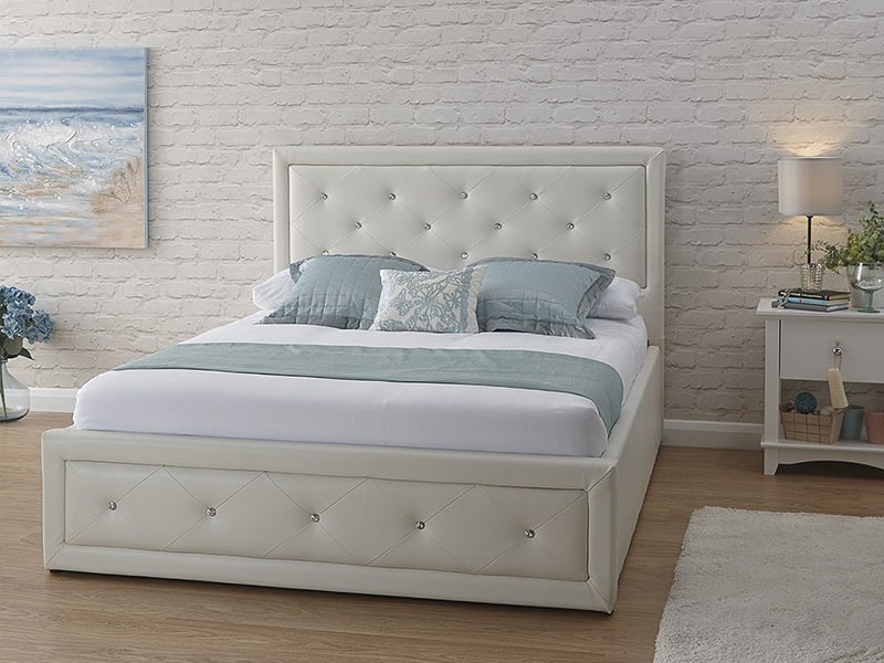 GFW Hollywood White Ottoman Double Ottoman Bed
