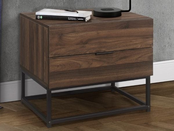 Birlea Houston 2 Drawer Bedside Walnut Bedside Chest | Bed Sava