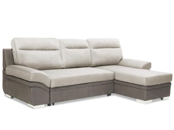 Heartlands Furniture Jessica 2 Seater Sofa Bed with Chaise Linen Grey Grey Sofa Bed | Bed Sava