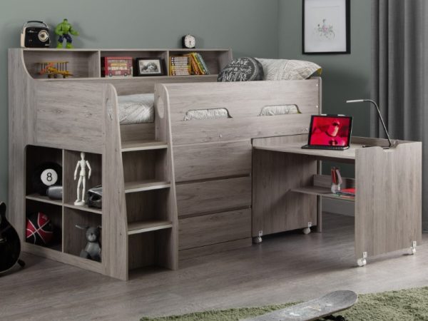 Julian Bowen Jupiter Midsleeper Single Grey Oak Mid Sleeper | Bed Sava