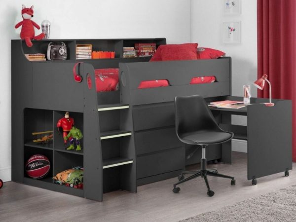 Julian Bowen Jupiter Midsleeper Single Anthracite Mid Sleeper | Bed Sava
