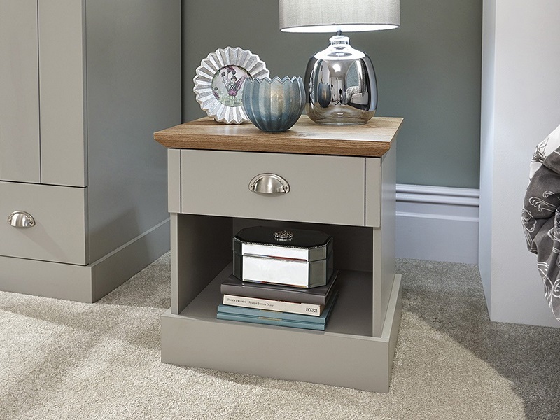 GFW Kendal 1 Drawer Bedside Table Paint Grey Bedside Chest