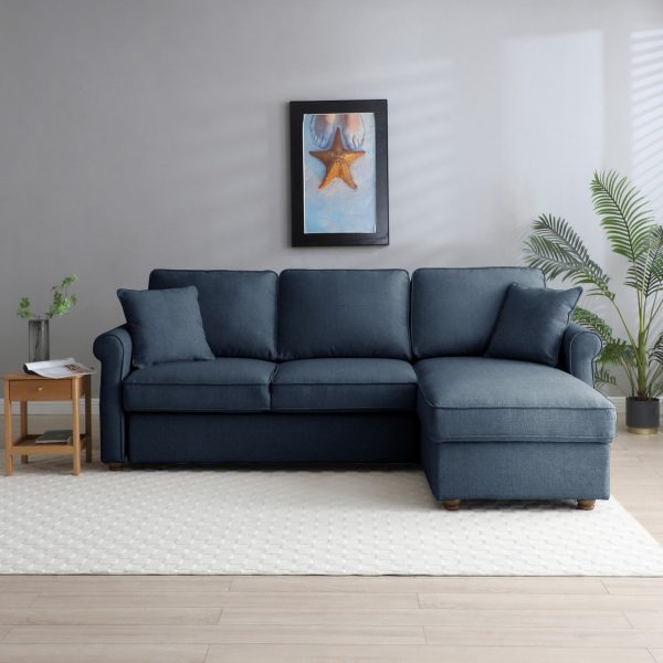 Johnby Corner Sofa Bed  Eros Navy Textured Weave | Bed Sava