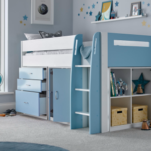 Bedmaster Lacy Storage Mid Sleeper Single Blue Mid Sleeper | Bed Sava