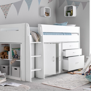 Bedmaster Lacy Storage Mid Sleeper Single White Mid Sleeper | Bed Sava