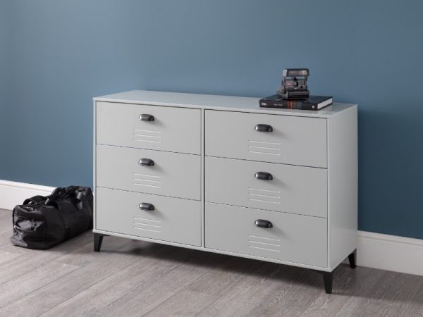 Julian Bowen Lakers Locker 6 Drawer Wide Chest Drawer Chest | Bed Sava