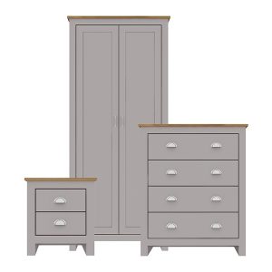 LPD Furniture Lancaster Grey and Oak 3 Piece Bedroom Set Bedroom Set | Bed Sava