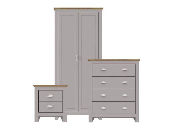 LPD Furniture Lancaster Grey and Oak 3 Piece Bedroom Set Bedroom Set | Bed Sava