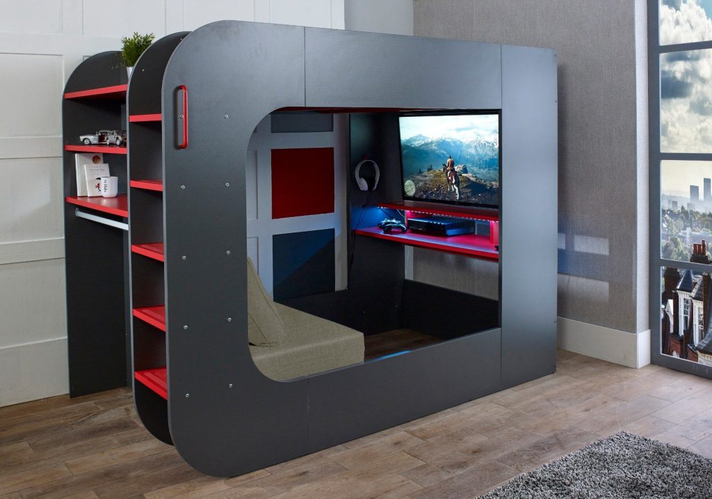 Trasman Podbed Gaming High Sleeper with Chair Bed