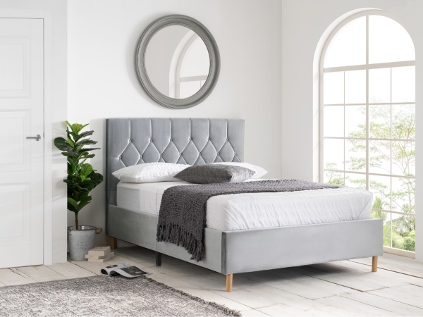 Birlea Loxley Small Double Elm Grey Fabric Bed | Bed Sava
