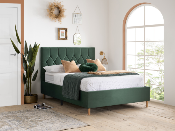 Birlea Loxley Small Double Green Fabric Bed | Bed Sava