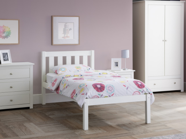 Julian Bowen Luna Bed Single Surf White Wooden Bed | Bed Sava