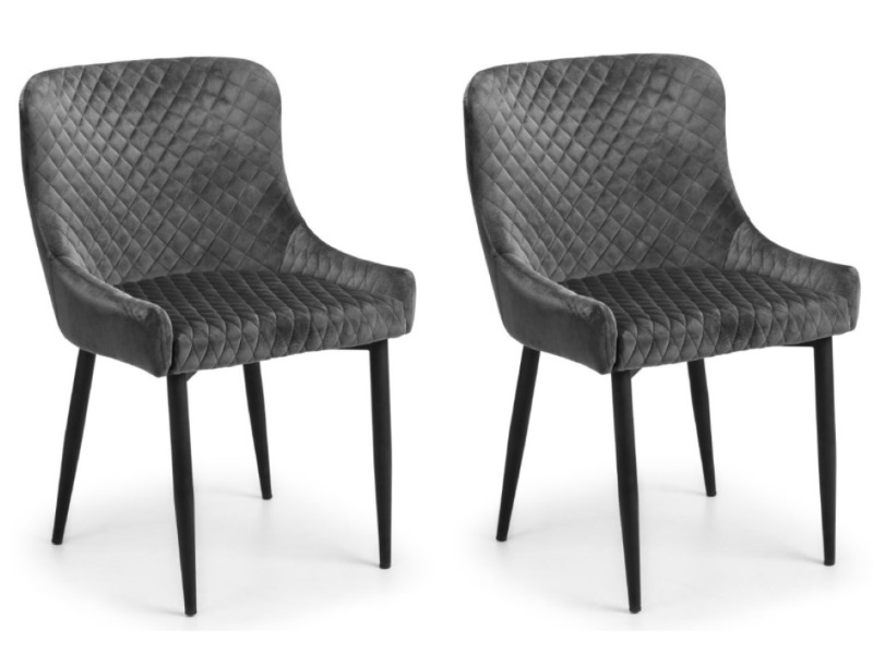 Julian Bowen Luxe Velvet Dining Chair Grey (Pair) Dining Room Chair