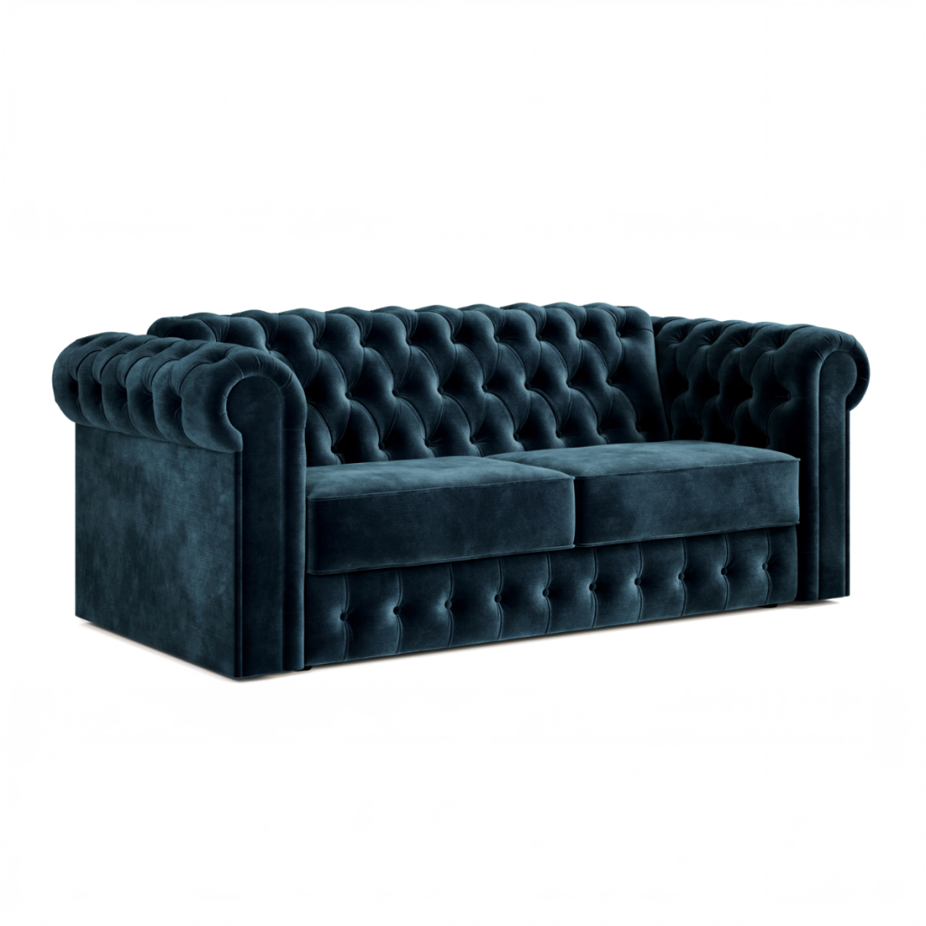 Jay Be® Chesterfield Sofa Bed with e Sprung™ Mattress  Three seater Luxe Velvet Airforce | Bed Sava