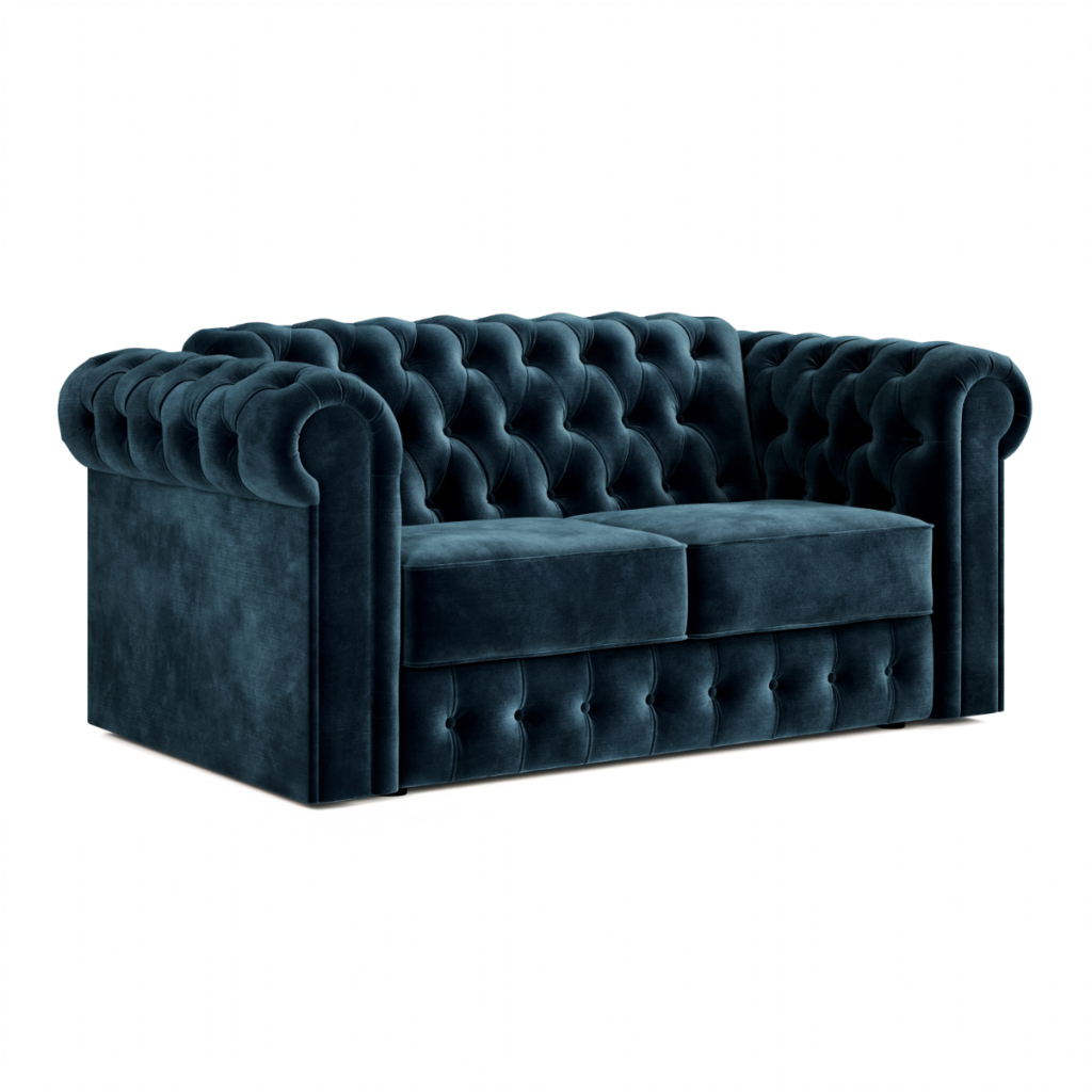 Jay Be® Chesterfield Sofa Bed with e Sprung™ Mattress  Two seater Luxe Velvet Airforce | Bed Sava