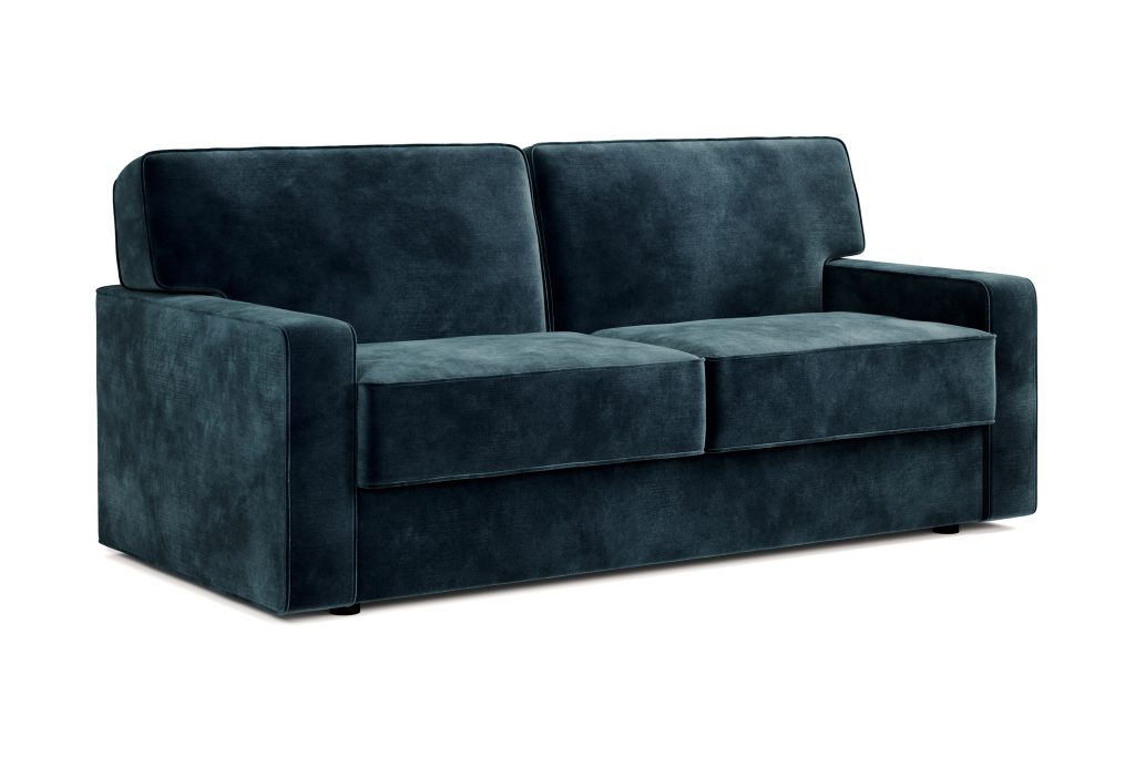Jay Be® Linea Sofa Bed with e Sprung™ Mattress  Three seater Luxe Velvet Airforce | Bed Sava