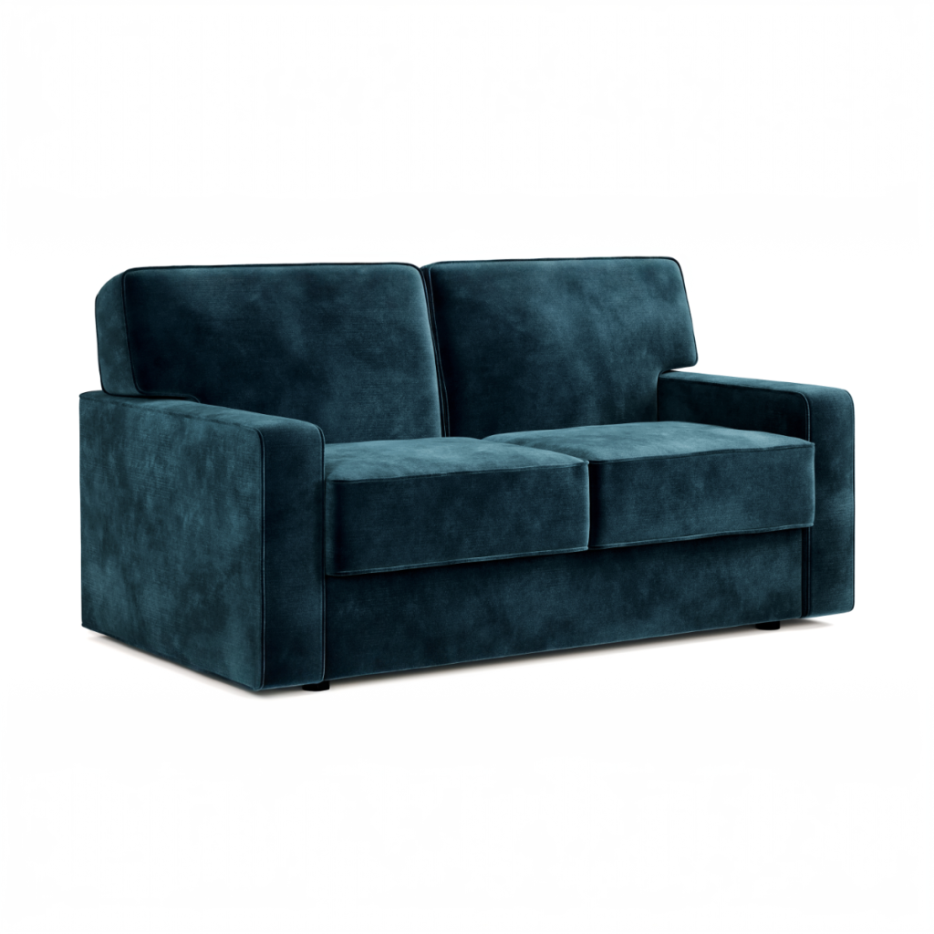 Jay Be® Linea Sofa Bed with e Sprung™ Mattress  Two seater Luxe Velvet Airforce | Bed Sava