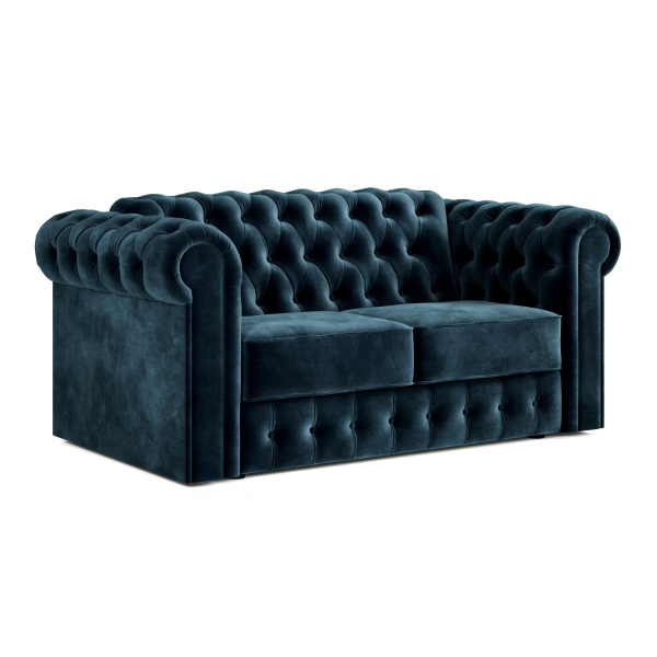 Jay Be® Chesterfield Sofa Bed with e Sprung™ Mattress  Two seater Luxe Velvet Airforce | Bed Sava