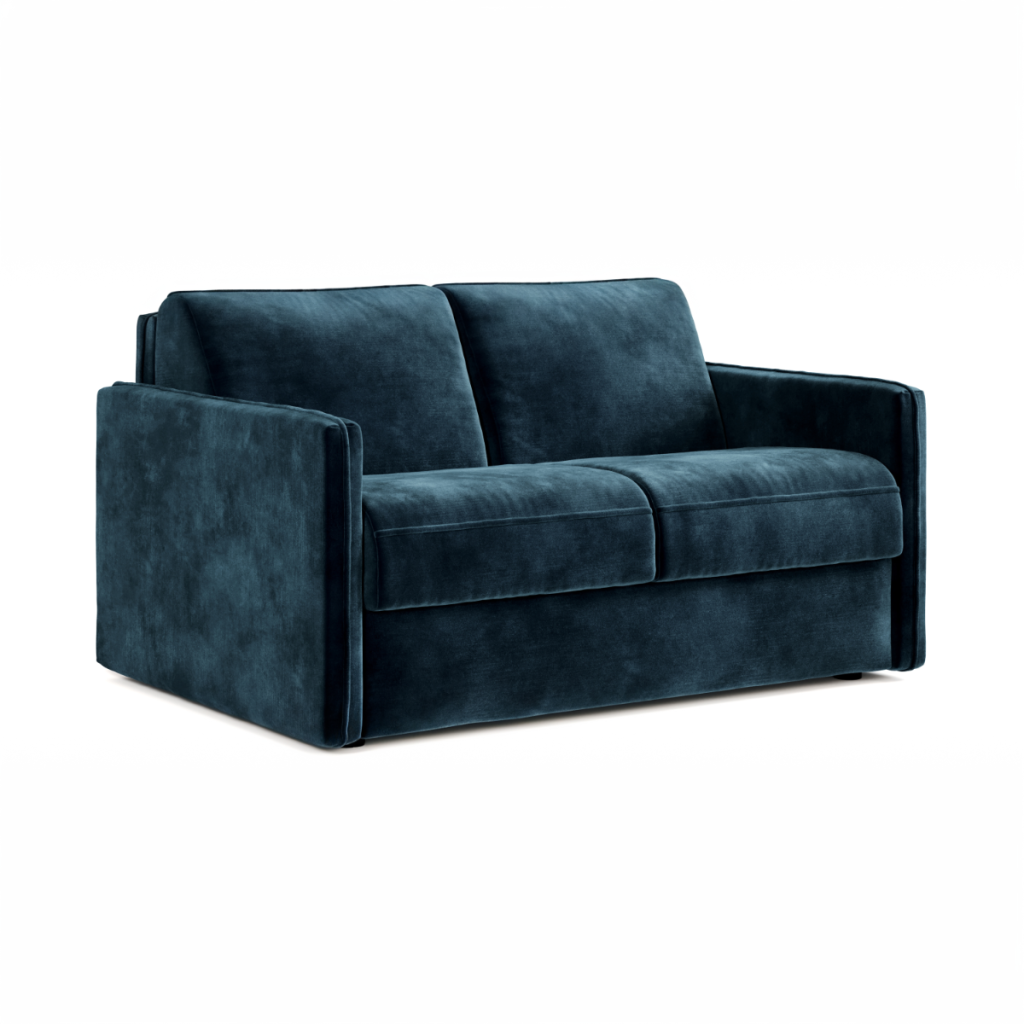 Jay Be® Slim Sofa Bed with e Sprung™ Mattress  Two seater Luxe Velvet Airforce | Bed Sava