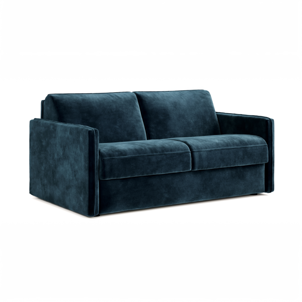 Jay Be® Slim Sofa Bed with e Sprung™ Mattress  Three seater Luxe Velvet Airforce | Bed Sava