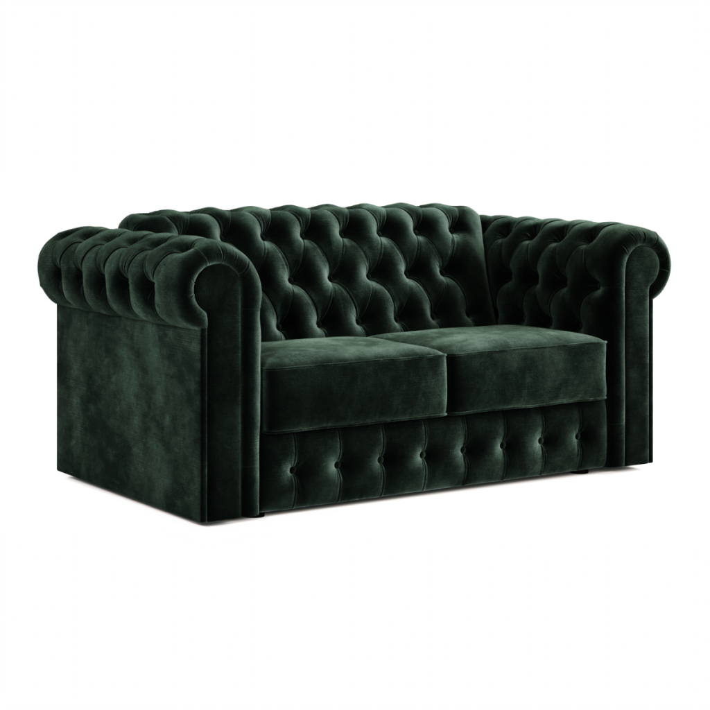Jay Be® Chesterfield Sofa Bed with e Sprung™ Mattress  Two seater Luxe Velvet Bottle Green | Bed Sava