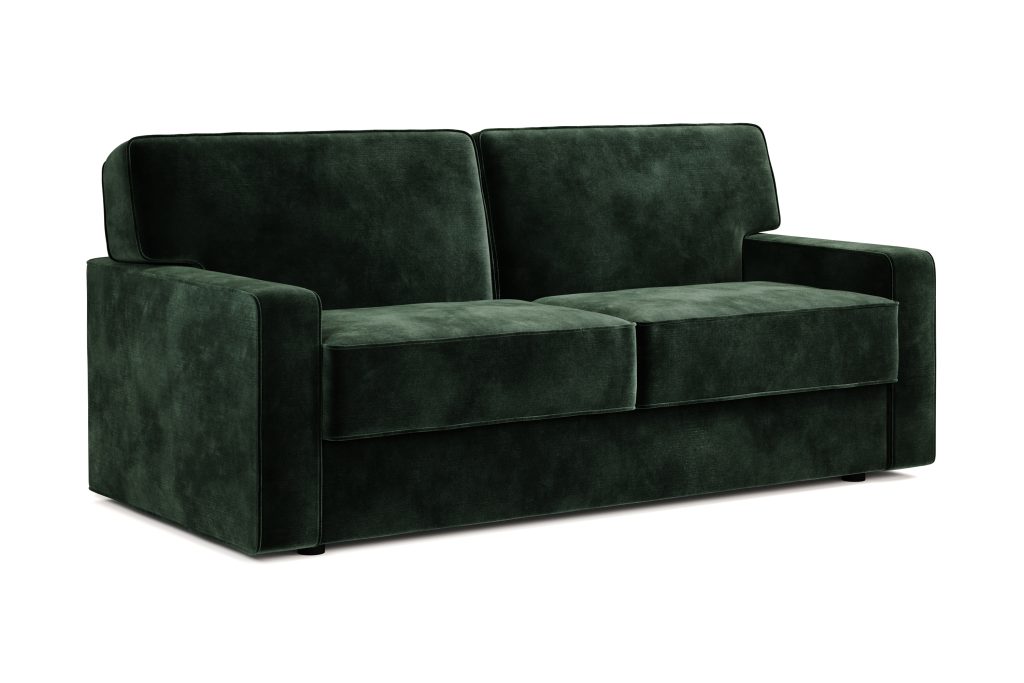 Jay Be® Linea Sofa Bed with e Sprung™ Mattress  Three seater Luxe Velvet Bottle Green | Bed Sava