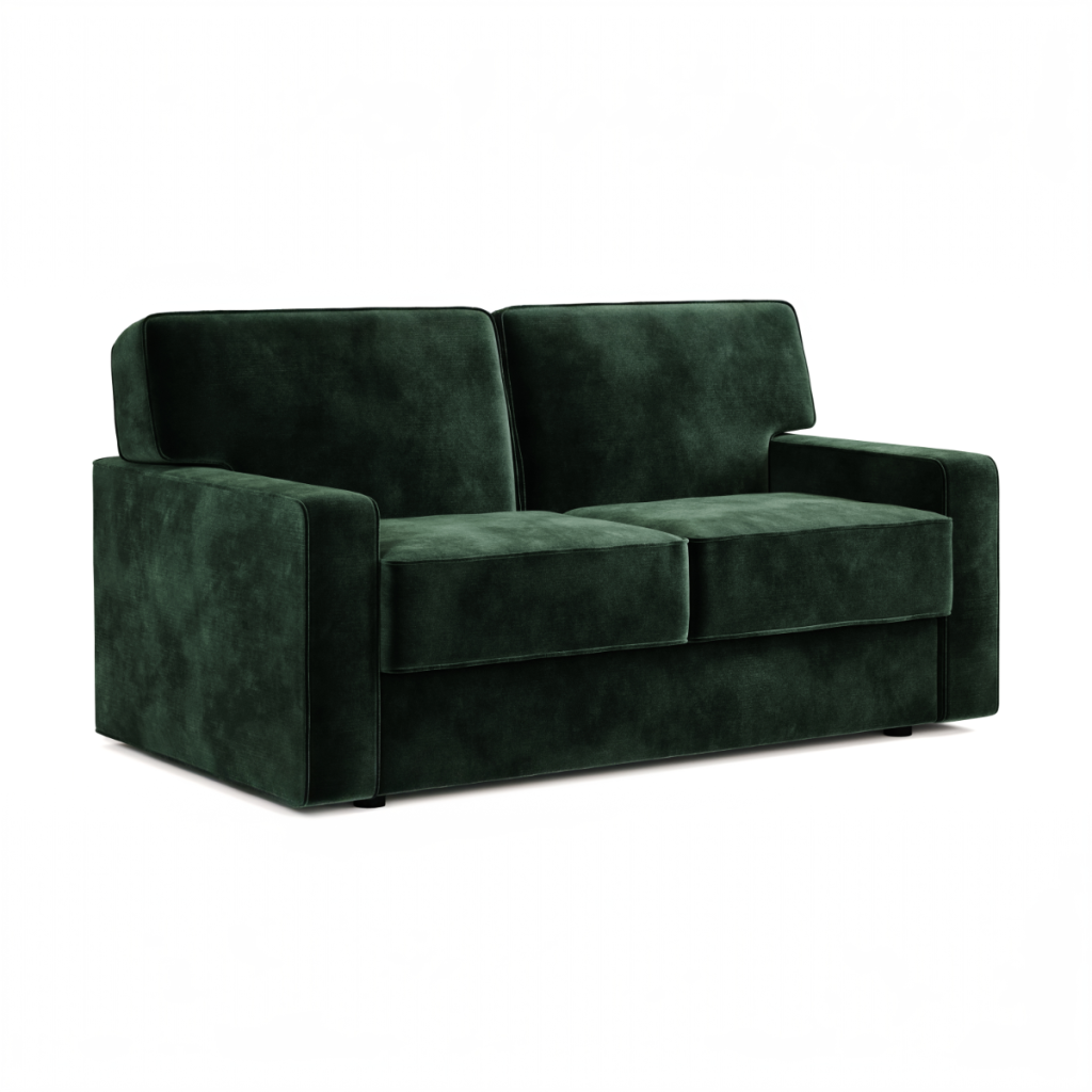 Jay Be® Linea Sofa Bed with e Sprung™ Mattress  Two seater Luxe Velvet Bottle Green | Bed Sava