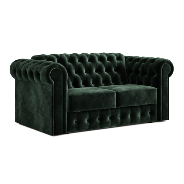 Jay Be® Chesterfield Sofa Bed with e Sprung™ Mattress  Two seater Luxe Velvet Bottle Green | Bed Sava