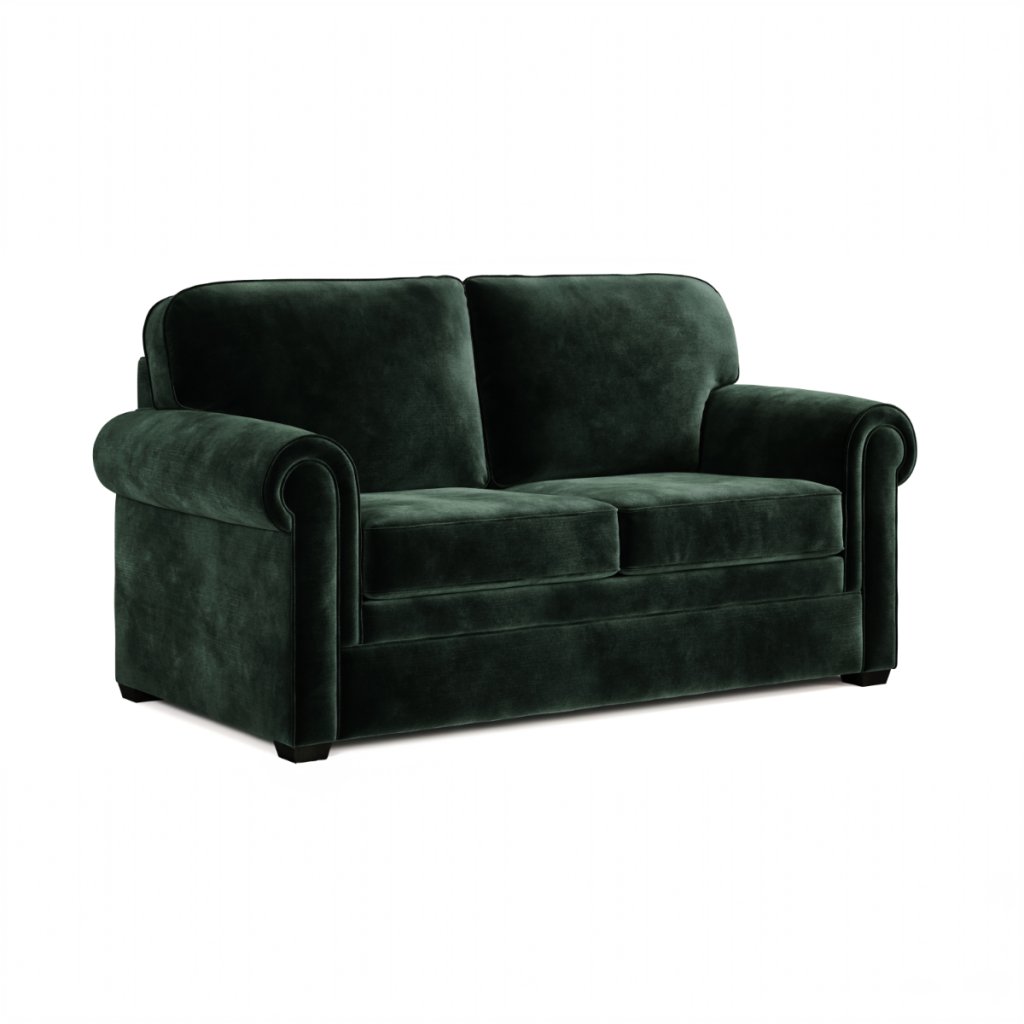 Jay Be® Heritage Sofa Bed with e Pocket™ Mattress  Two seater Luxe Velvet Bottle Green | Bed Sava
