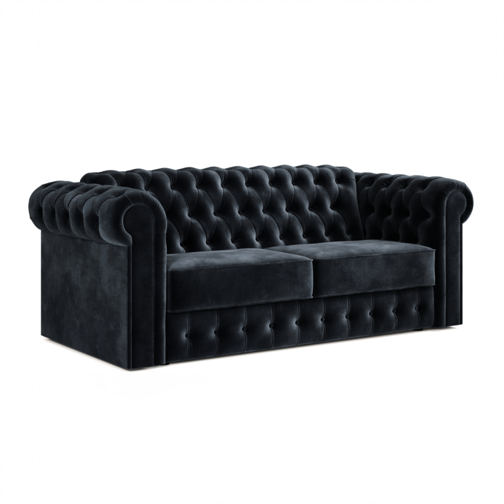 Jay Be® Chesterfield Sofa Bed with e Sprung™ Mattress  Three seater Luxe Velvet Charcoal | Bed Sava