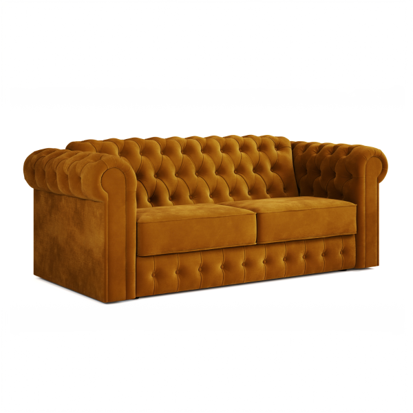 Jay Be® Chesterfield Sofa Bed with e Sprung™ Mattress  Three seater Luxe Velvet Saffron | Bed Sava