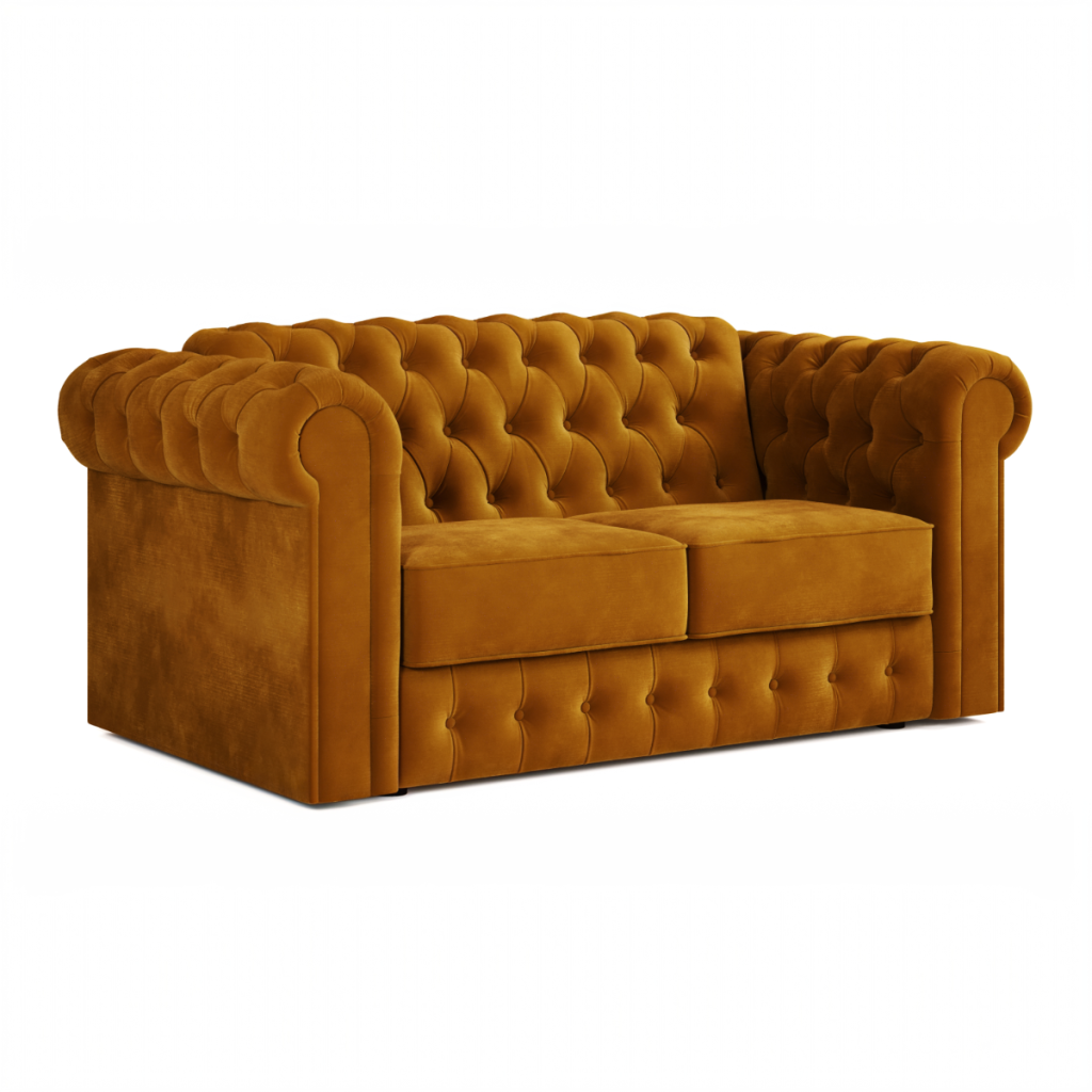 Jay Be® Chesterfield Sofa Bed with e Sprung™ Mattress  Two seater Luxe Velvet Saffron | Bed Sava
