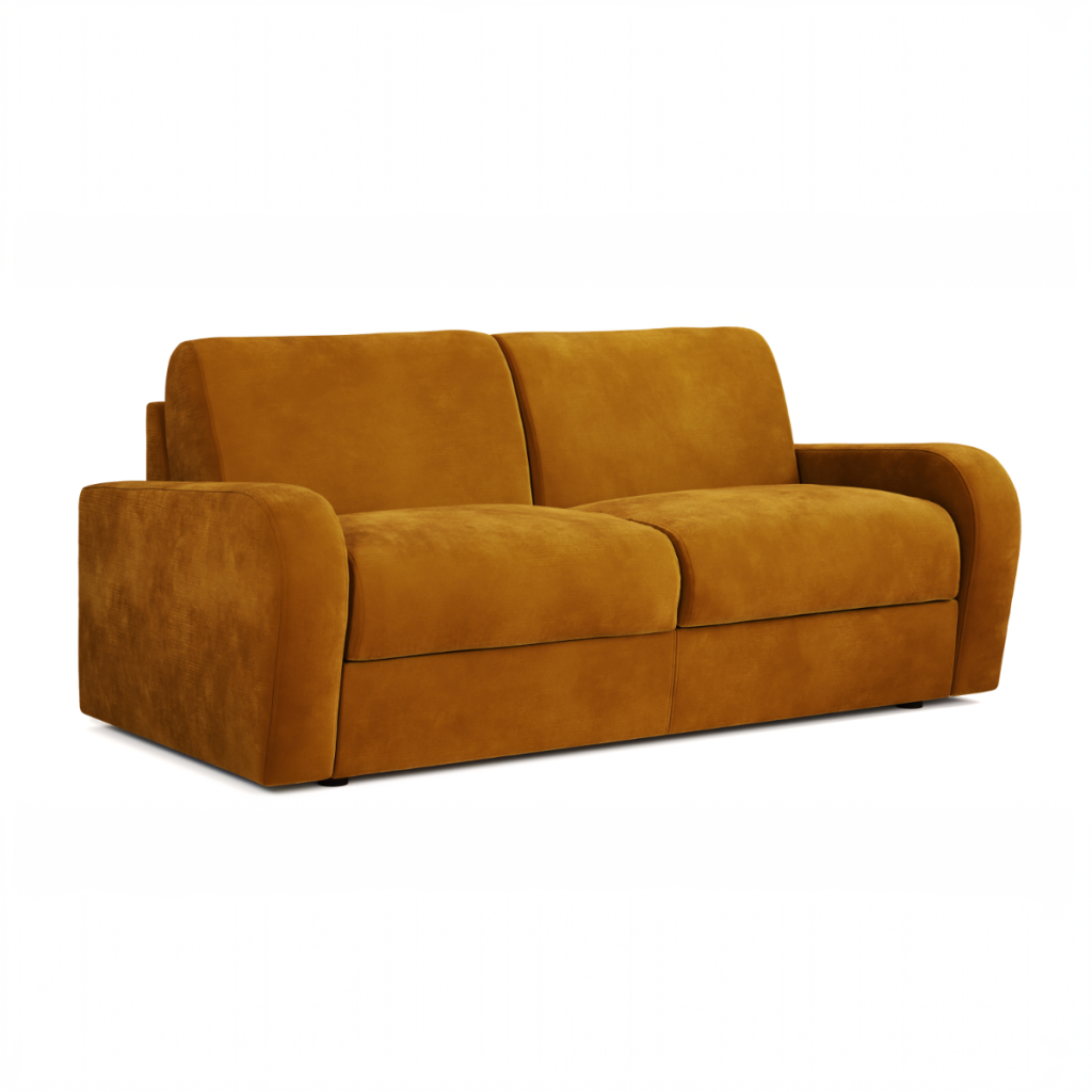 Jay Be® Deco Sofa Bed with e Sprung™ Mattress  Three seater Luxe Velvet Saffron | Bed Sava