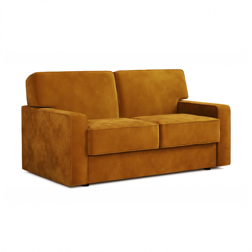 Jay Be® Linea Sofa Bed with e Sprung™ Mattress  Two seater Luxe Velvet Saffron | Bed Sava