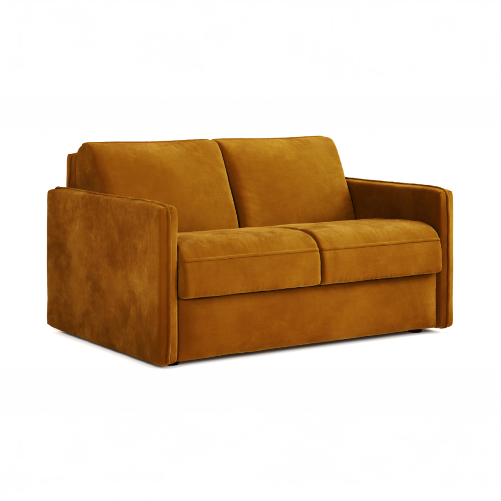 Jay Be® Slim Sofa Bed with e Sprung™ Mattress  Two seater Luxe Velvet Saffron | Bed Sava