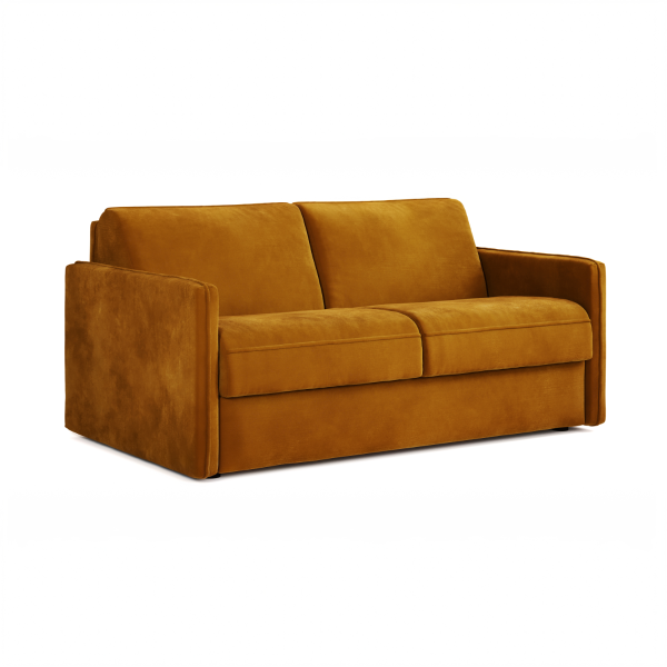 Jay Be® Slim Sofa Bed with e Sprung™ Mattress  Three seater Luxe Velvet Saffron | Bed Sava